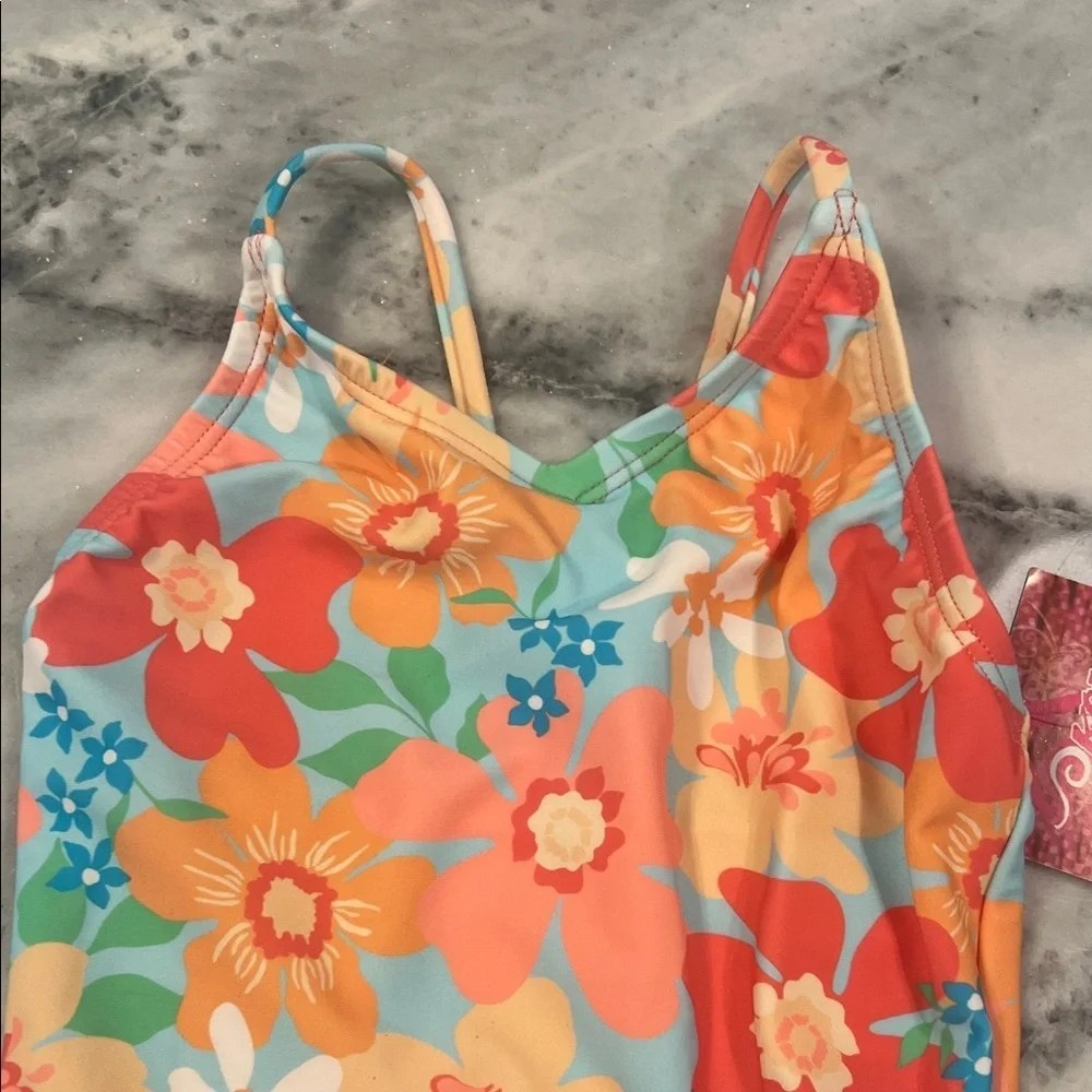 NWT Kanu Surf Colorful Floral Kids One Piece Swimsuit- 2T